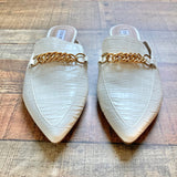 Steve Madden White Croc Embossed Chain Loafer Slides- Size 10 (BRAND NEW CONDITION)