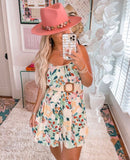 Impressions Floral Print Strappy Criss Cross Back Dress NWT- Size S