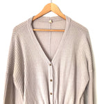 Wishlist Waffle Knit Long Sleeve Knot Front Top- Size S/M