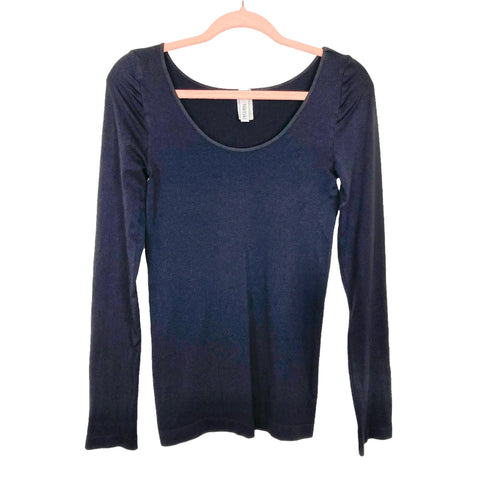 Nikibiki Black Scoop Neck Long Sleeve Tee- Size ~S/M (see notes)