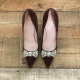 Kate Spade Purple Suede Like Rhinestone Bow Heels- Size 10 (See Notes)