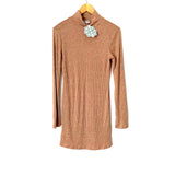 Double Zero Soft Mocha Ribbed Mock Neck Sweater Dress NWT- Size M