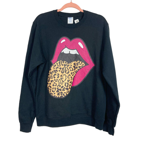 Gildan Black with Fuchsia Lips Sweatshirt NWT- Size M