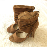 Kristin Cavallari by Chinese Laundry Tan Suede Leigh Ruched Heel- Size 7.5