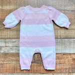 Baby Gap Pink and White Knit Jumpsuit- Size 3-6M