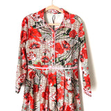 StyleWe Huang Jin Wu Red Floral Pearl Button Up Dress NWT- Size XL (US 6-8)