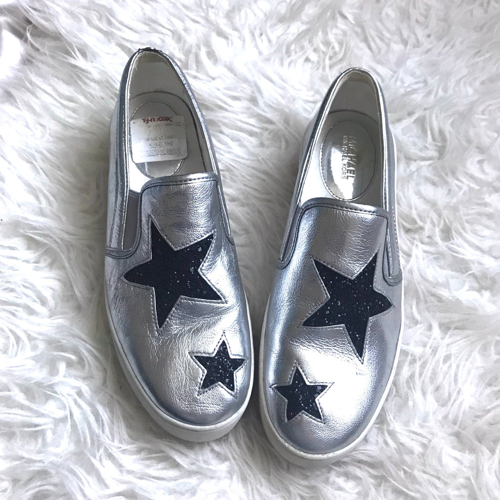 Michael kors silver fashion slip on shoes