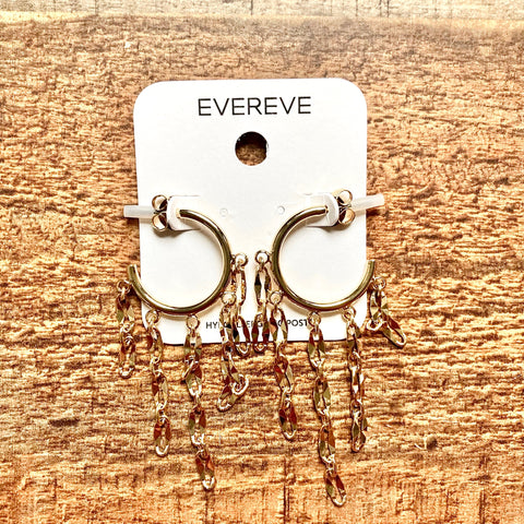 Evereve Gold Hoop Dangly Earrings NWT