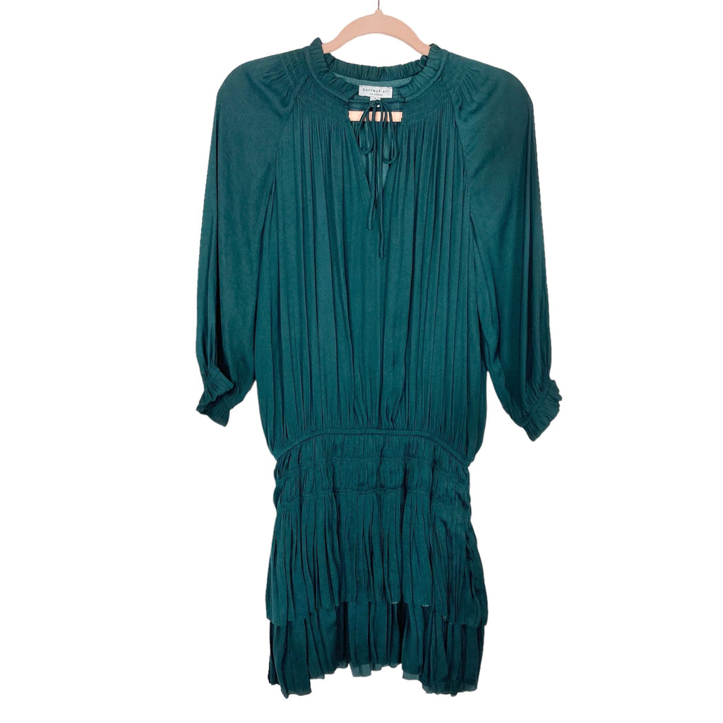 current air green dress Caroline Green Print Short Current Air Dress- SALE L