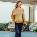 Mustard Seed Mustard Waffle Knit Long Sleeve Top- Size S