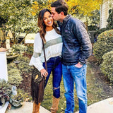 Pink Lily Cream Fringe Detail Sweater- Size S