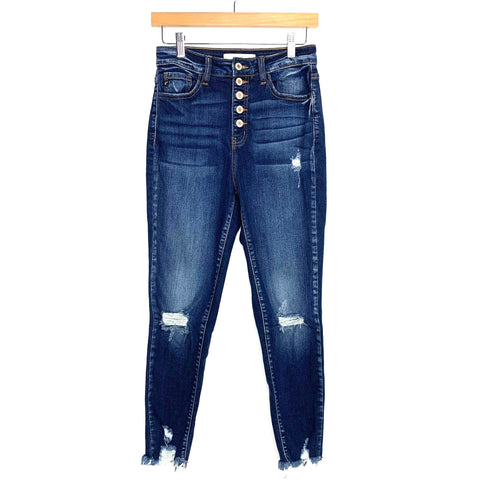 Kancan Distressed Button Up Dark Denim Jeans- Size 3/25 (Inseam 24")