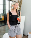 By the Way Black Ruffle Top with Tie Straps- Size S