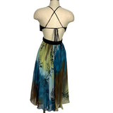 BCBGMAXAZRIA Cotton/Silk Cut Out Tie Halter and Back Dress- Size 4