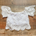 No Brand White Crochet Lace Top- Size ~6-12M (see notes)