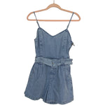 Show Me Your Mumu Denim Belted Romper- Size S