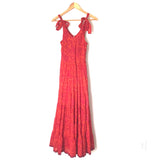 Free People Orange/Red Floral Tiered Ruffle Dress- Size XS