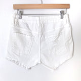 JUSTUSA White Button Up Front Distressed Cut Off Shorts- Size S