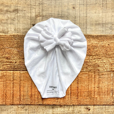 Bunny Knots White Bow Headwrap- Size NB