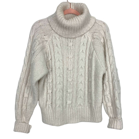 A New Day Cream Turtleneck Cable Knit Sweater NWT- Size S