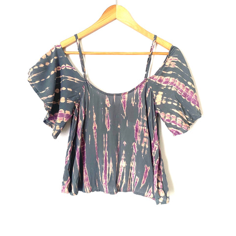 Ava Sky Cold Shoulder Tie Dye Cropped Top NWT- Size S