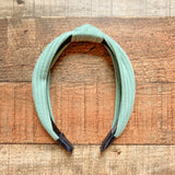 No Brand Sage Ribbed Top Knot Headband