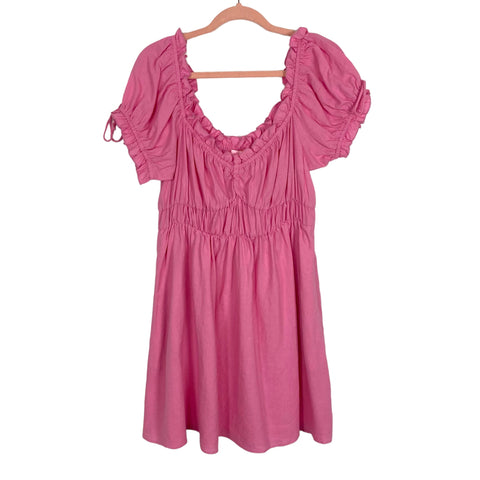 Show Me Your Mumu x Barbie Pink Linen Dress NWT- Size XL