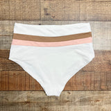 L*Space (no tag) Cream/Brown/Pink Bikini Bottoms- Size ~M (we have matching top, see notes)