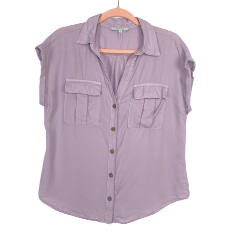 Love Tree Lavender Button Down Short Sleeve Top- Size S