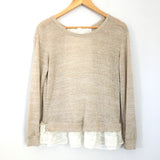 Clu + Willoughby Anthropologie Open Knit Back Bow Lace Sweater- Size S