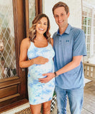 Cefian Blue Tie Dye Fitted Dress- Size M