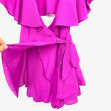 DO+BE Magenta Faux Wrap Open Back Romper- Size S