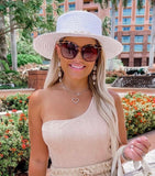 No Brand White Straw with Shell Band Adjustable Hat (see notes)