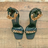 Liliana Black Gold Chain Chunky High Heels- Size 7 (In Great Condition!)