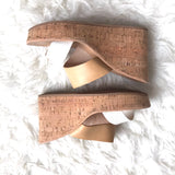 Dolce Vita Tan and White Strap Cork Wedges- Size 7.5