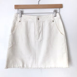 Vestique White Denim Distressed Hem Skirt- Size S