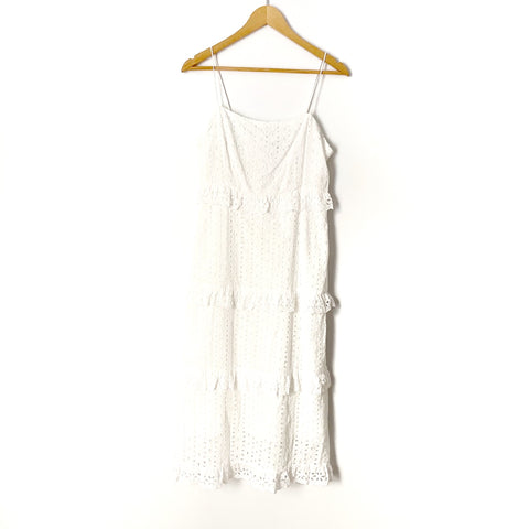 Vestique White Eyelet Midi Dress- Size M
