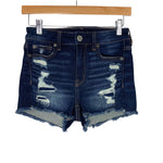 American Eagle Outfitters Hi-Rise Shortie Dark Wash Denim Shorts NWT- Size 0