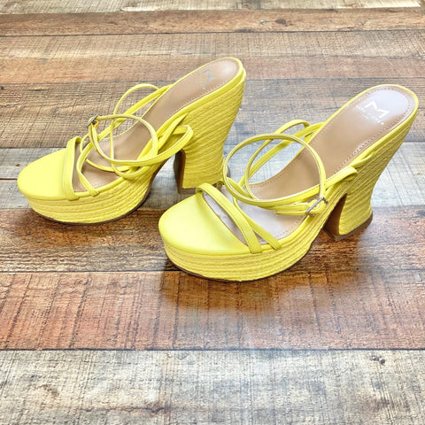 Marc Fisher Neon Yellow Espadrille Platform Sandals- Size 9 (Brand New Condition)