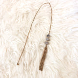 No Brand Gold Tassel with Marbles Necklace