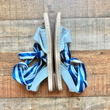 Scoop Blue Ribbon Ankle Tie Espadrilles Sandals- Size 6.5