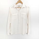 LOFT Ivory Polyester Button Up Blouse- Size S