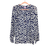 Lilly Pulitzer Navy/White Patterned 100% Silk Top- Size L (see notes)