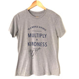 DaySpring Candace Collection Grey Graphic Tee "In A World Divided Multiply x Kindness" AUTOGRAPHED - Size XS