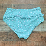 No Brand Mint Green Floral Print High Waist Bottoms- Size S (We Have Matching Top!)