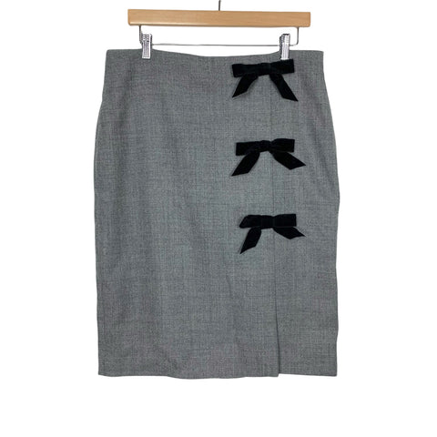 J.Crew Gray Bow Seam 100% Wool Pencil Skirt- Size 12