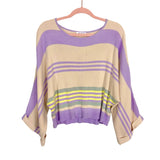 Vestique Lavender/Beige/Gray/Yellow Striped Color My World Cuff Sleeve Sweater NWT- Size M (sold out online)