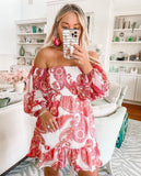 Express White White/Pink/Orange Paisley Print Off the Should Dress NWT- Size XS