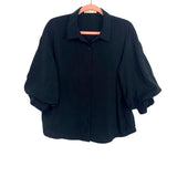 La'Ven Black Button Down Puff Sleeve Top- Size XS