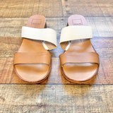 Dolce Vita Brown/White Two Band Slide Sandals - Size 9 (see notes)